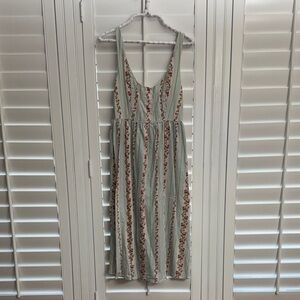 WeWoreWhat Green and Red Floral Stripe Midi Dress